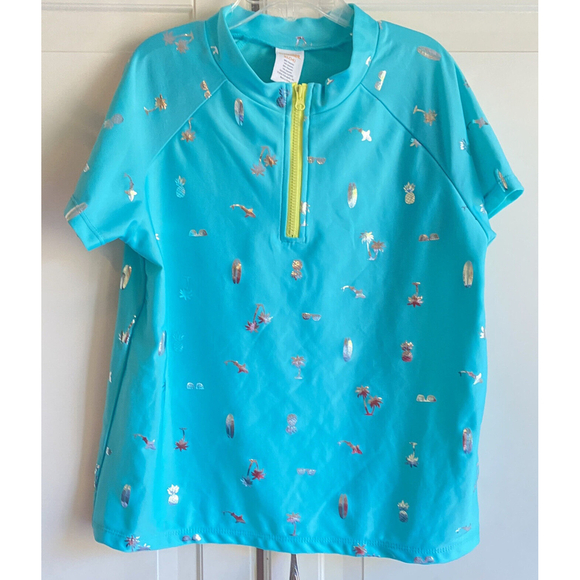 Gymboree Girl’s Sz 14 Turquoise Blue 3‎ Piece Set Rash Guard Bikini - Picture 1 of 7